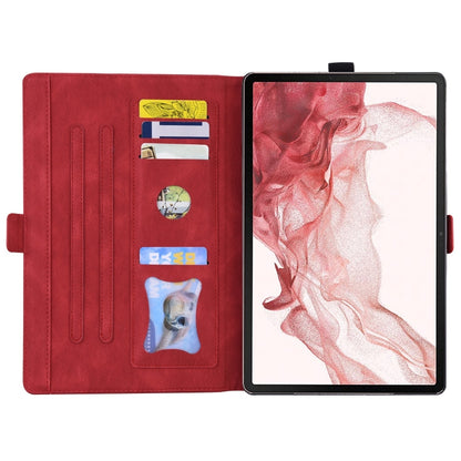 For Samsung Galaxy Tab S9 FE Love Butterfly Embossed Leather Tablet Case(Red) by bashfashion
