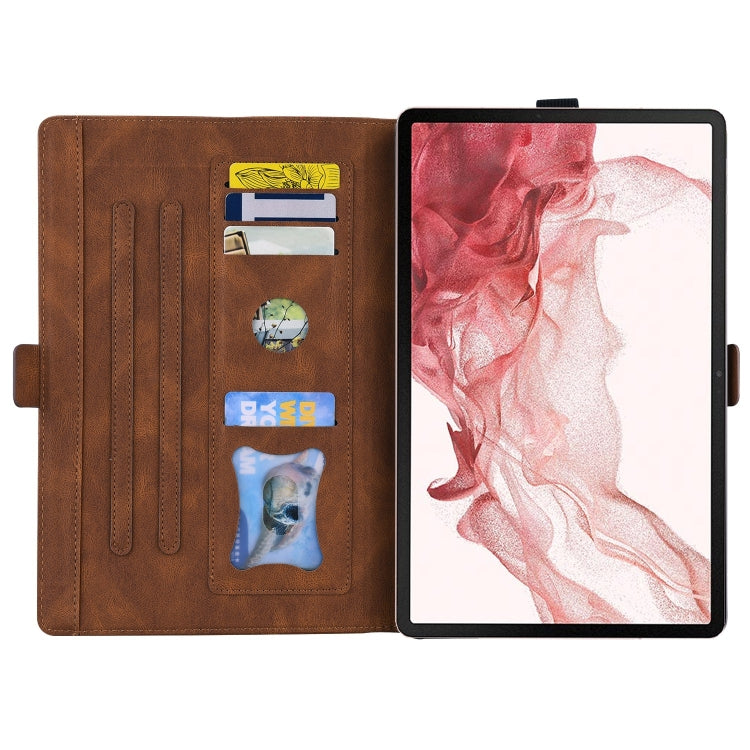 For Samsung Galaxy Tab S9 FE Love Butterfly Embossed Leather Tablet Case(Brown) by bashfashion