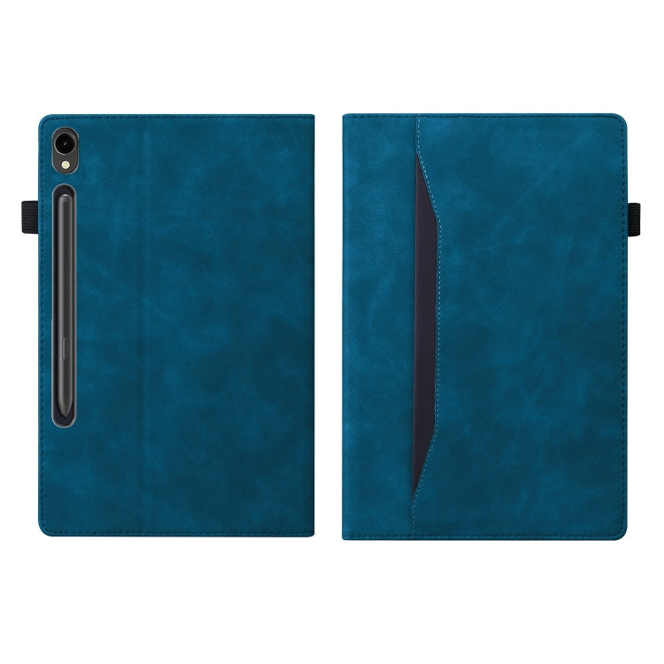For Samsung Galaxy Tab S9 FE Splicing Shockproof Leather Tablet Case(Blue) by bashfashion