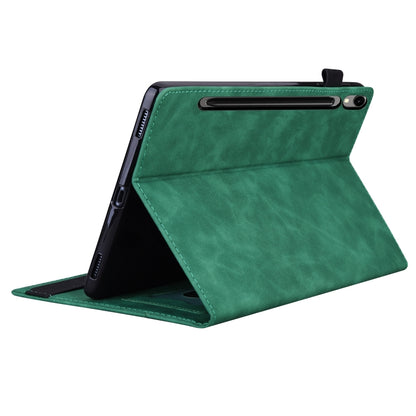 For Samsung Galaxy Tab S10 Ultra / S11 Ultra Splicing Shockproof Leather Tablet Case(Green) by bashfashion
