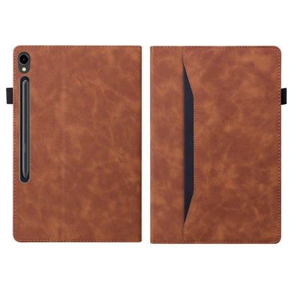 For Samsung Galaxy Tab S10 Ultra / S11 Ultra Splicing Shockproof Leather Tablet Case(Brown) by bashfashion