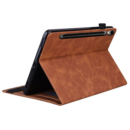 For Samsung Galaxy Tab S10 Ultra / S11 Ultra Splicing Shockproof Leather Tablet Case(Brown) by bashfashion