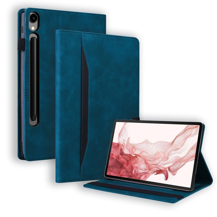 For Samsung Galaxy Tab S10 Ultra / S11 Ultra Splicing Shockproof Leather Tablet Case(Blue) by bashfashion