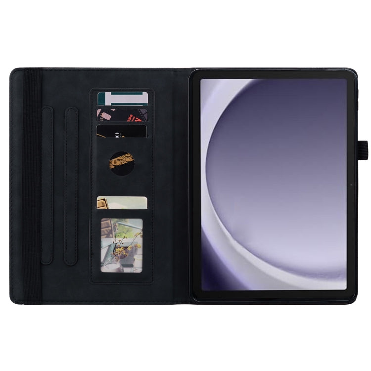 For Samsung Galaxy Tab A11+ / A9+ Calf Texture Embossed Leather Tablet Case(Black) by bashfashion