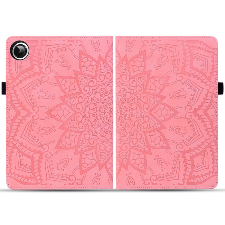 For Samsung Galaxy Tab A11 / A9 Calf Texture Embossed Leather Tablet Case(Pink) by bashfashion