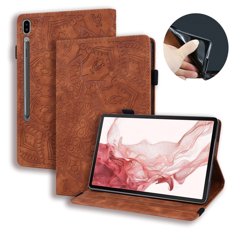For Samsung Galaxy Tab S9 FE+ Calf Texture Embossed Leather Tablet Case(Brown) by bashfashion