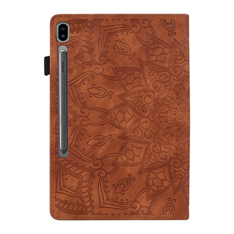 For Samsung Galaxy Tab S9 FE+ Calf Texture Embossed Leather Tablet Case(Brown) by bashfashion