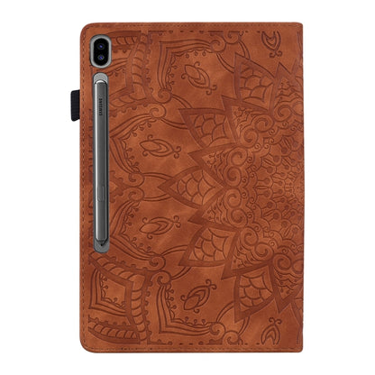 For Samsung Galaxy Tab S9 FE+ Calf Texture Embossed Leather Tablet Case(Brown) by bashfashion