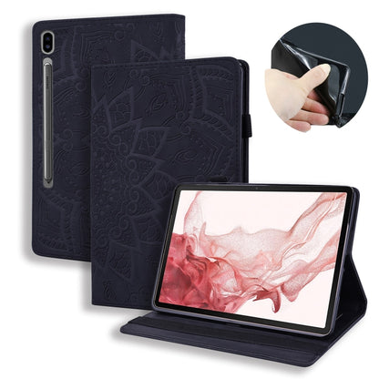 For Samsung Galaxy Tab S11 / S10 / S9 FE Calf Texture Embossed Leather Tablet Case(Black) by bashfashion