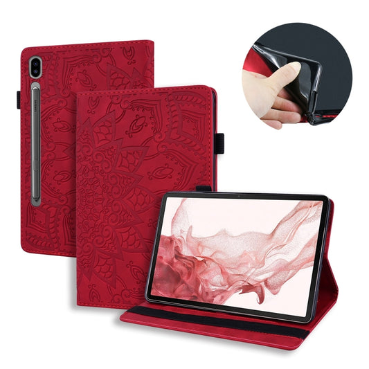 For Samsung Galaxy Tab S11 / S10 / S9 FE Calf Texture Embossed Leather Tablet Case(Red) by bashfashion