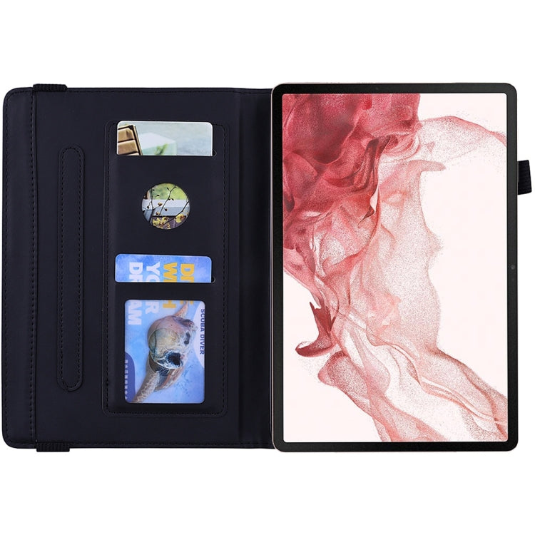 For Samsung Galaxy Tab S10 Ultra/ S11 Ultra Calf Texture Embossed Leather Tablet Case(Black) by bashfashion