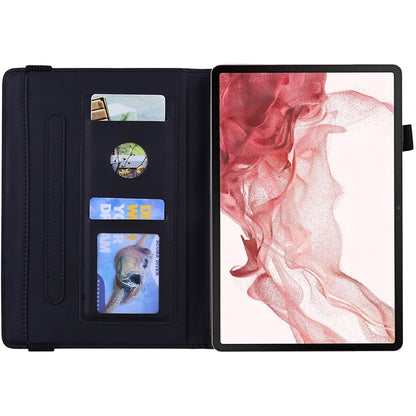 For Samsung Galaxy Tab S10 Ultra/ S11 Ultra Calf Texture Embossed Leather Tablet Case(Black) by bashfashion