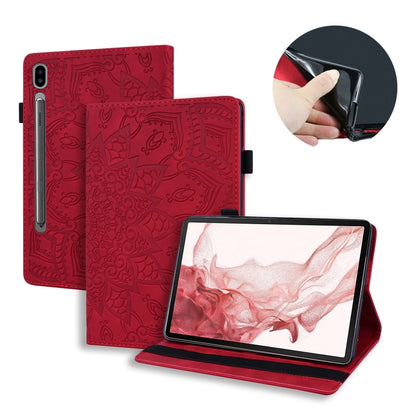 For Samsung Galaxy Tab S10 Ultra/ S11 Ultra Calf Texture Embossed Leather Tablet Case(Red) by bashfashion