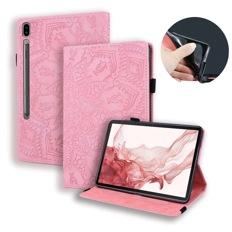 For Samsung Galaxy Tab S10 Ultra/ S11 Ultra Calf Texture Embossed Leather Tablet Case(Pink) by bashfashion