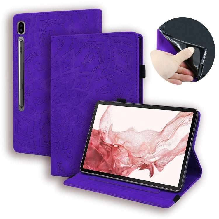 For Samsung Galaxy Tab S10 Ultra/ S11 Ultra Calf Texture Embossed Leather Tablet Case(Purple) by bashfashion