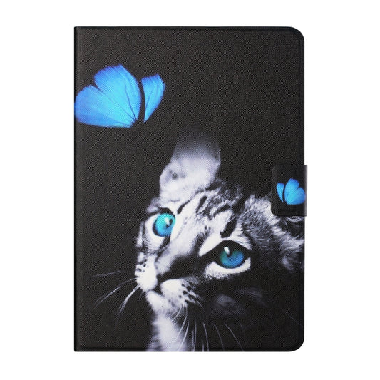 For Samsung Galaxy Tab A11 / A9 Colored Drawing Horizontal Flip PU Tablet Case with Sleep / Wake-up Function(Butterfly Cat) by bashfashion