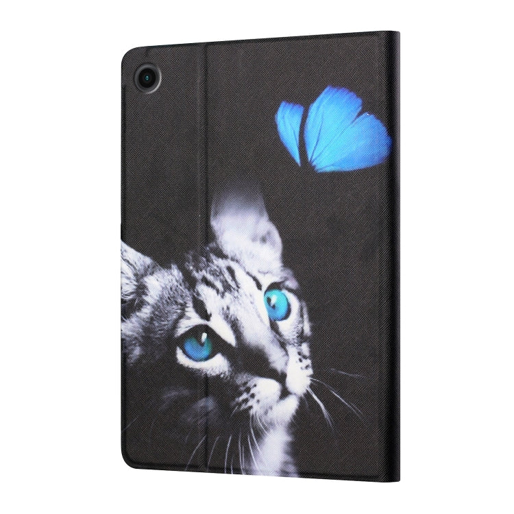 For Samsung Galaxy Tab A11 / A9 Colored Drawing Horizontal Flip PU Tablet Case with Sleep / Wake-up Function(Butterfly Cat) by bashfashion