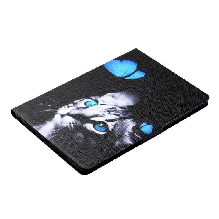 For Samsung Galaxy Tab A11 / A9 Colored Drawing Horizontal Flip PU Tablet Case with Sleep / Wake-up Function(Butterfly Cat) by bashfashion