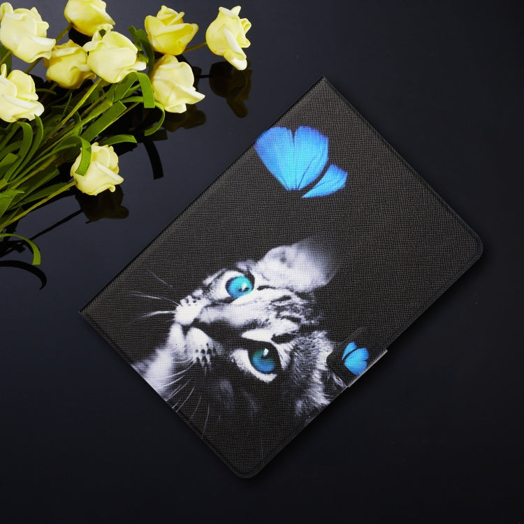 For Samsung Galaxy Tab A11 / A9 Colored Drawing Horizontal Flip PU Tablet Case with Sleep / Wake-up Function(Butterfly Cat) by bashfashion
