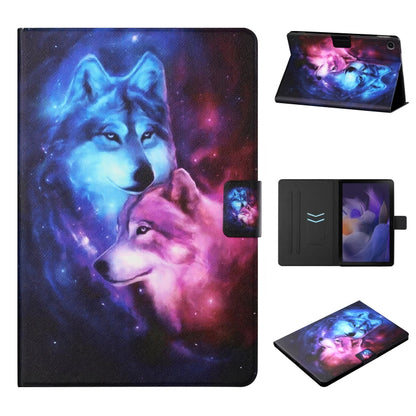 For Samsung Galaxy Tab A11 / A9 Colored Drawing Horizontal Flip PU Tablet Case with Sleep / Wake-up Function(Wolf) by bashfashion