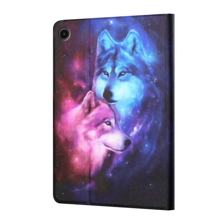 For Samsung Galaxy Tab A11 / A9 Colored Drawing Horizontal Flip PU Tablet Case with Sleep / Wake-up Function(Wolf) by bashfashion