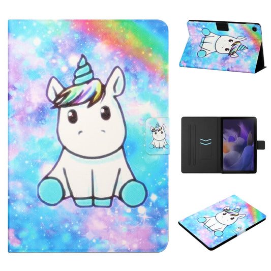 For Samsung Galaxy Tab A11 / A9 Colored Drawing Horizontal Flip PU Tablet Case with Sleep / Wake-up Function(Unicorn) by bashfashion