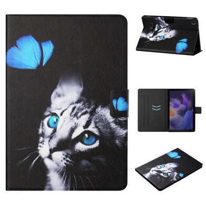 For Samsung Galaxy Tab A11+ / A9+ Colored Drawing Horizontal Flip PU Tablet Case with Sleep / Wake-up Function(Butterfly Cat) by bashfashion