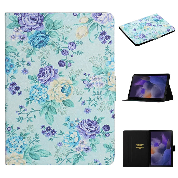 For Samsung Galaxy Tab A11+ / A9+ Flower Pattern Horizontal Flip PU Tablet Case with Sleep / Wake-up Function(Purple Flower) by bashfashion