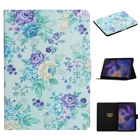 For Samsung Galaxy Tab A11+ / A9+ Flower Pattern Horizontal Flip PU Tablet Case with Sleep / Wake-up Function(Purple Flower) by bashfashion