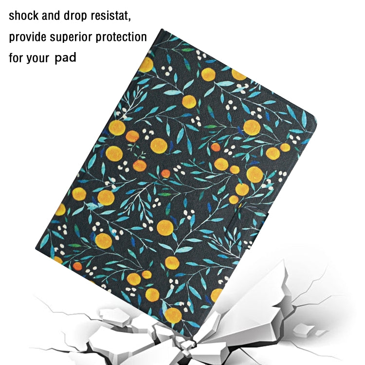 For Samsung Galaxy Tab A11+ / A9+ Flower Pattern Horizontal Flip PU Tablet Case with Sleep / Wake-up Function(Yellow Fruit) by bashfashion