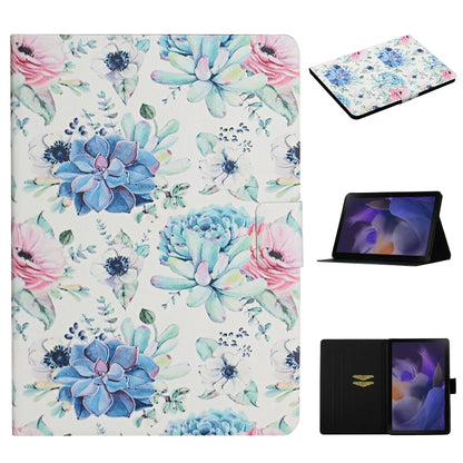 For Samsung Galaxy Tab A11+ / A9+ Flower Pattern Horizontal Flip PU Tablet Case with Sleep / Wake-up Function(Blue Flower On White) by bashfashion