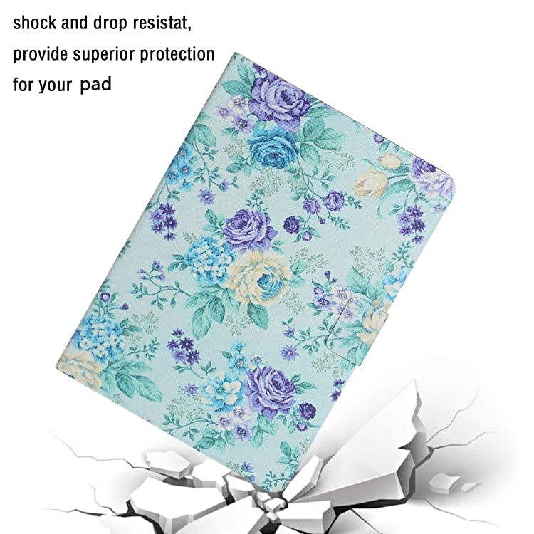 For Samsung Galaxy Tab A11 / A9 Flower Pattern Horizontal Flip PU Tablet Case with Sleep / Wake-up Function(Purple Flower) by bashfashion