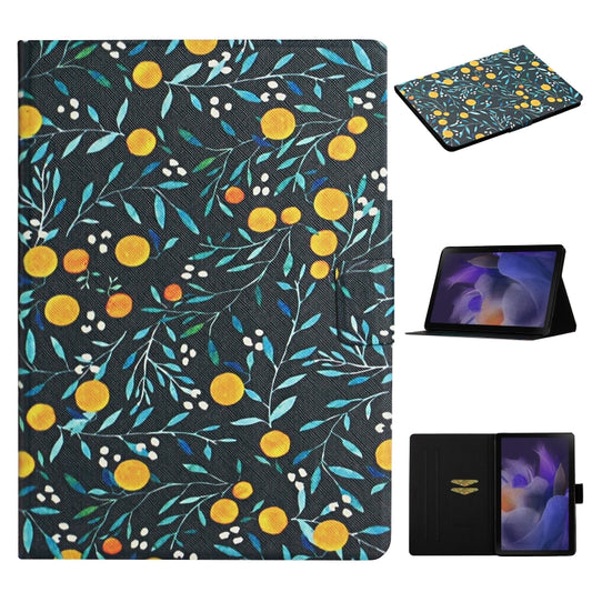 For Samsung Galaxy Tab A11 / A9 Flower Pattern Horizontal Flip PU Tablet Case with Sleep / Wake-up Function(Yellow Fruit) by bashfashion