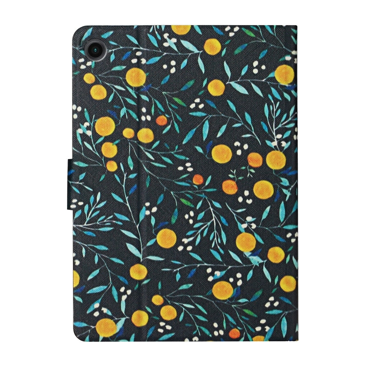 For Samsung Galaxy Tab A11 / A9 Flower Pattern Horizontal Flip PU Tablet Case with Sleep / Wake-up Function(Yellow Fruit) by bashfashion