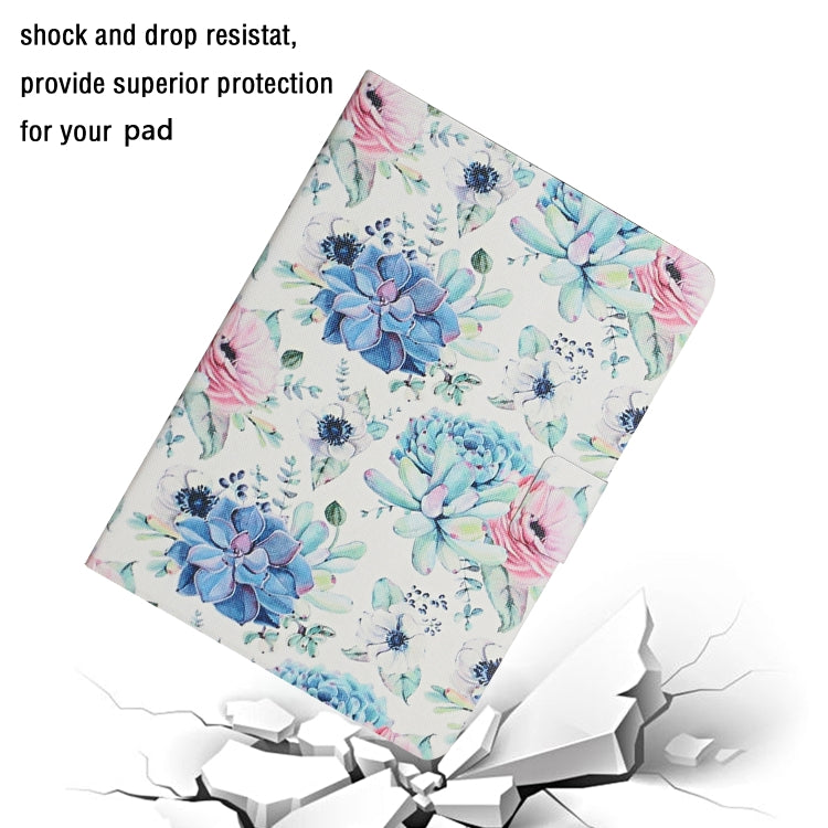 For Samsung Galaxy Tab A11 / A9 Flower Pattern Horizontal Flip PU Tablet Case with Sleep / Wake-up Function(Blue Flower On White) by bashfashion