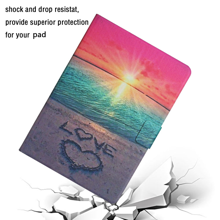 For Samsung Galaxy Tab A11+ / A9+ Colored Drawing Pattern Horizontal Flip PU Tablet Case with Sleep / Wake-up Function(Sunrise) by bashfashion