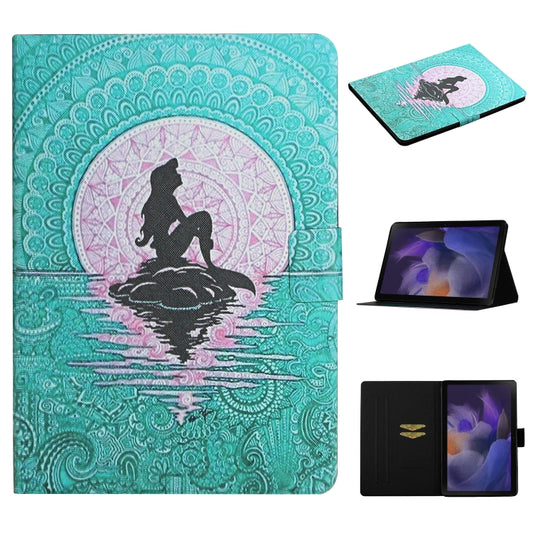 For Samsung Galaxy Tab A11+ / A9+ Colored Drawing Pattern Horizontal Flip PU Tablet Case with Sleep / Wake-up Function(Mermaid) by bashfashion