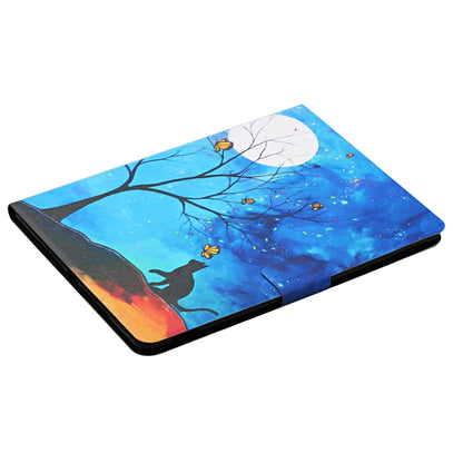 For Samsung Galaxy Tab A11 / A9 Colored Drawing Pattern Horizontal Flip PU Tablet Case with Sleep / Wake-up Function(Moonlight Cat) by bashfashion