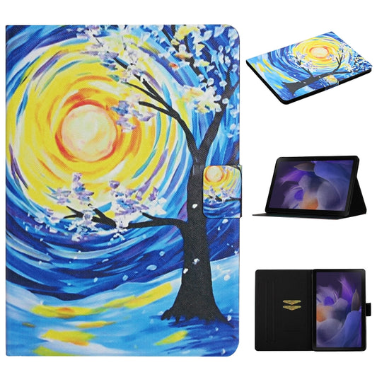 For Samsung Galaxy Tab A11 / A9 Colored Drawing Pattern Horizontal Flip PU Tablet Case with Sleep / Wake-up Function(Starry Sky Tree) by bashfashion
