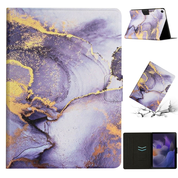 For Samsung Galaxy Tab A11 / A9 Marble Pattern Smart PU Tablet Case with Sleep / Wake-up Function(Purple) by bashfashion
