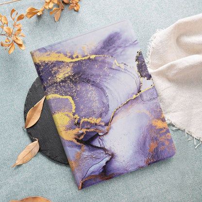 For Samsung Galaxy Tab A11 / A9 Marble Pattern Smart PU Tablet Case with Sleep / Wake-up Function(Purple) by bashfashion