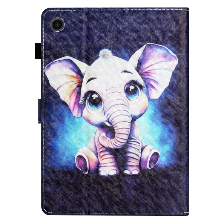 For Samsung Galaxy Tab A11 / A9 Coloured Drawing Stitching Smart PU Tablet Case with Sleep / Wake-up Function(Elephant) by bashfashion