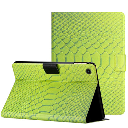 For Samsung Galaxy Tab A11+ / A9+ Solid Color Crocodile Texture Smart PU Tablet Case with Sleep / Wake-up Function(Green) by bashfashion
