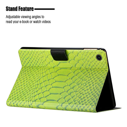 For Samsung Galaxy Tab A11+ / A9+ Solid Color Crocodile Texture Smart PU Tablet Case with Sleep / Wake-up Function(Green) by bashfashion