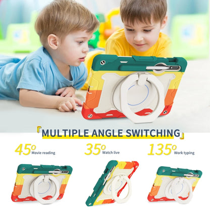 For Samsung Galaxy Tab S9 Armor Portable Rotating Ring Holder Silicone Tablet Case(Colorful Red) by bashfashion