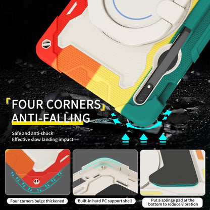 For Samsung Galaxy Tab S9 Armor Portable Rotating Ring Holder Silicone Tablet Case(Colorful Red) by bashfashion