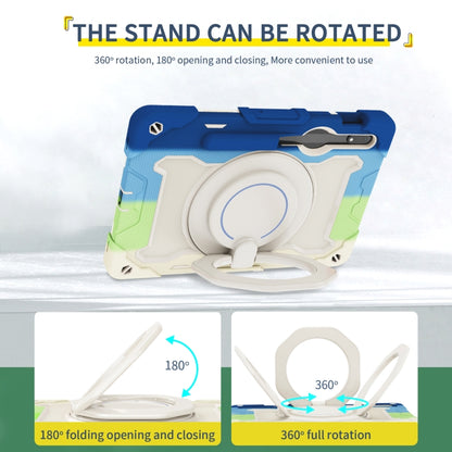 For Samsung Galaxy Tab S9 Armor Portable Rotating Ring Holder Silicone Tablet Case(Colorful Blue) by bashfashion