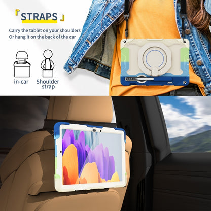 For Samsung Galaxy Tab S9 Armor Portable Rotating Ring Holder Silicone Tablet Case(Colorful Blue) by bashfashion