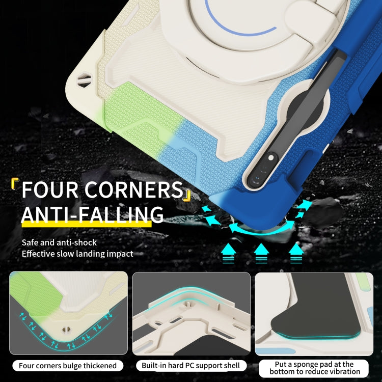 For Samsung Galaxy Tab S9 Armor Portable Rotating Ring Holder Silicone Tablet Case(Colorful Blue) by bashfashion