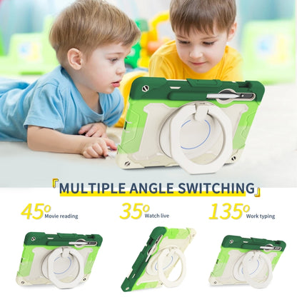 For Samsung Galaxy Tab S9 Armor Portable Rotating Ring Holder Silicone Tablet Case(Colorful Green) by bashfashion